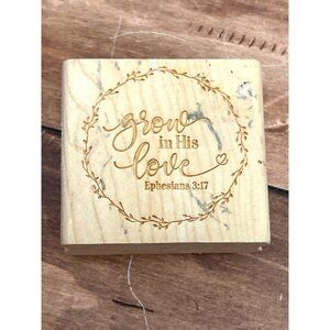 Mason Row MRHL-2027 Wood Mounted Rubber Stamp Grow In His Love Ephesians 3:17